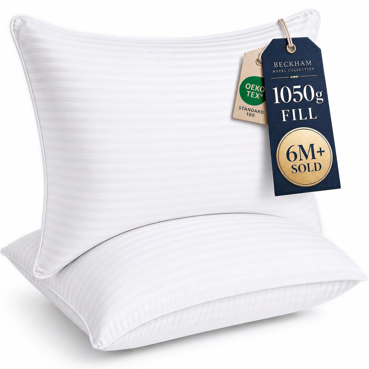Beckham Hotel Collection Bed Pillows Set of 2 - Down Alternative Bedding Gel Cooling Big Pillow for Back, Stomach or Side Sleepers