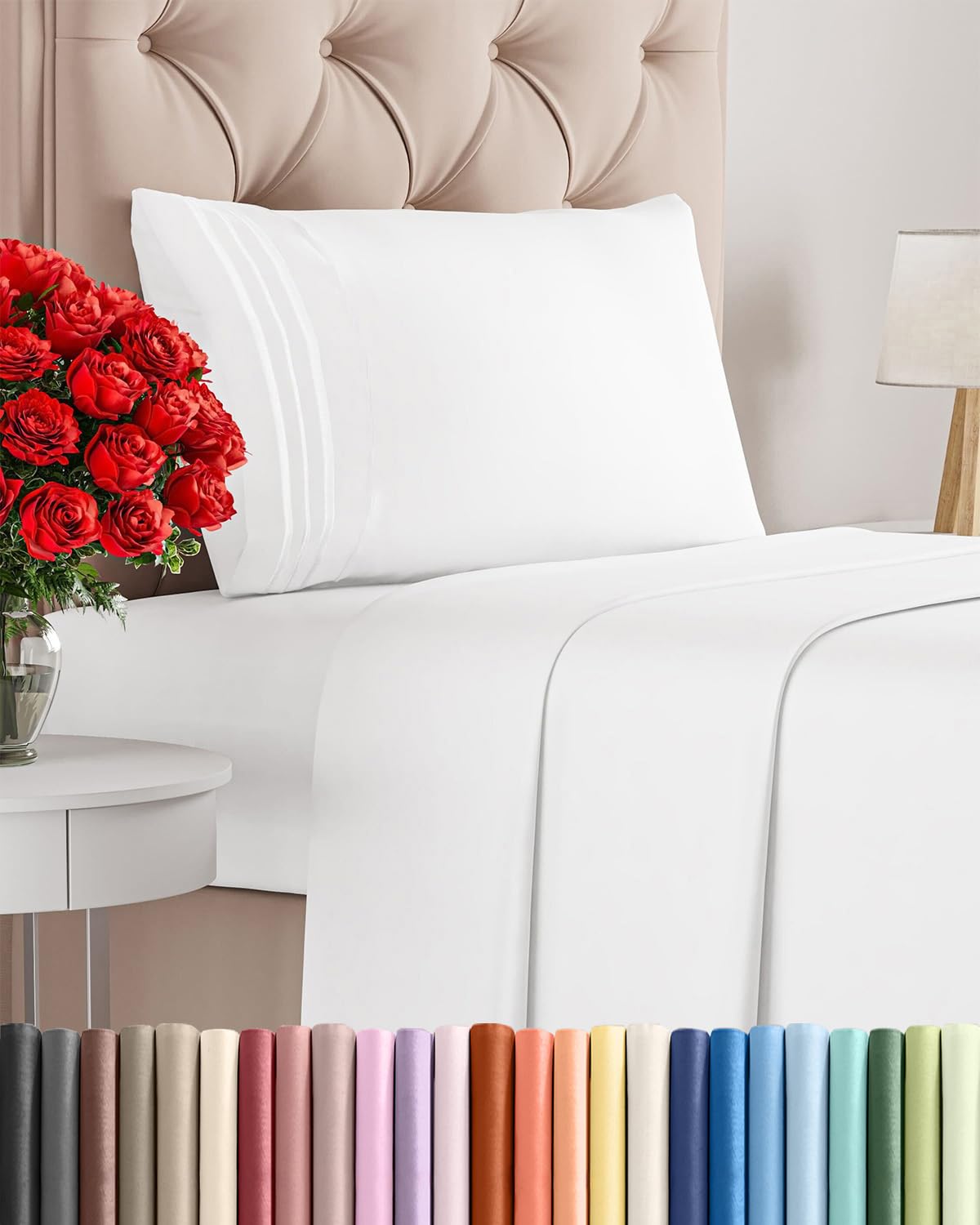 CGK Unlimited 4 Piece Sheet Set - Ultra-Soft, Breathable & Cooling Bed Sheets Set - Hotel Luxury Bedding for Women & Men with Deep Pockets - Wrinkle & Fade Free - Oeko-Tex