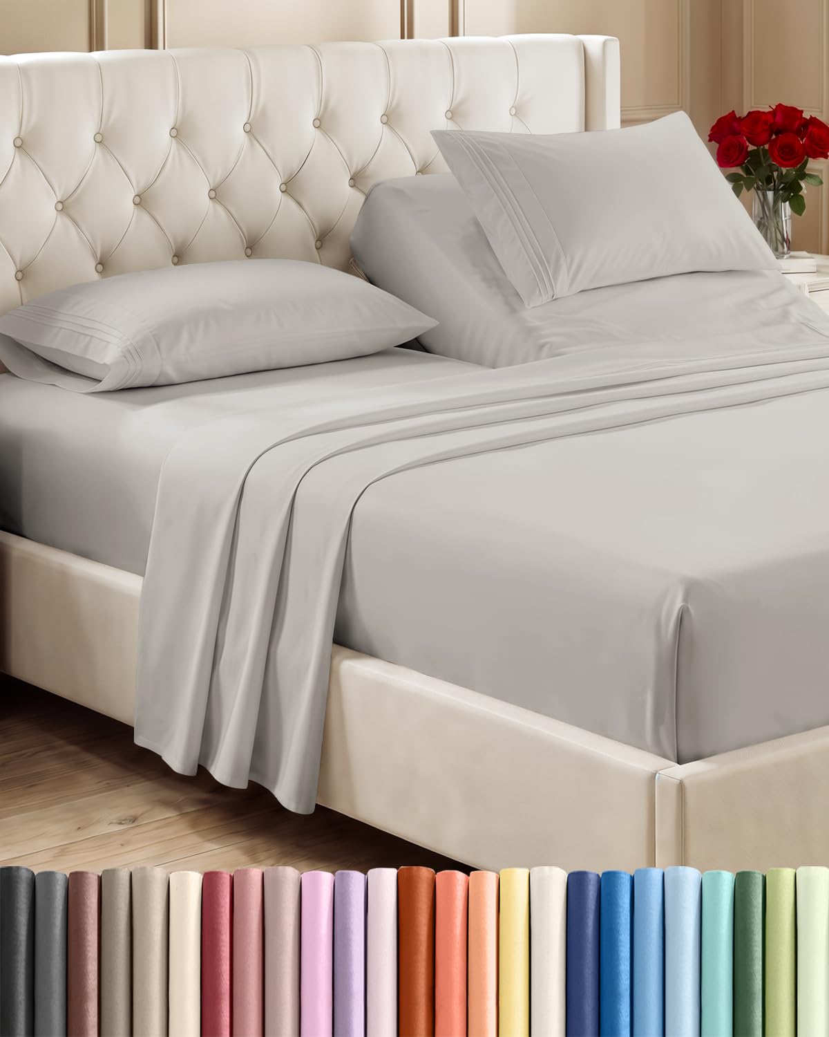 CGK Unlimited 4 Piece Sheet Set - Ultra-Soft, Breathable & Cooling Bed Sheets Set - Hotel Luxury Bedding for Women & Men with Deep Pockets - Wrinkle & Fade Free - Oeko-Tex