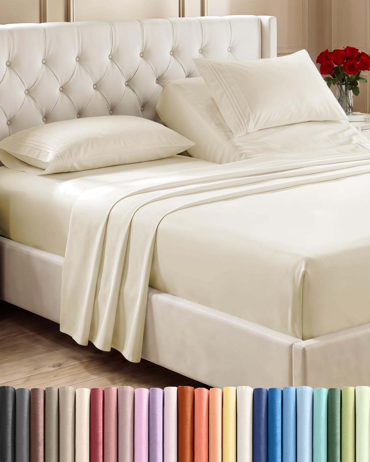 CGK Unlimited 4 Piece Sheet Set - Ultra-Soft, Breathable & Cooling Bed Sheets Set - Hotel Luxury Bedding for Women & Men with Deep Pockets - Wrinkle & Fade Free - Oeko-Tex