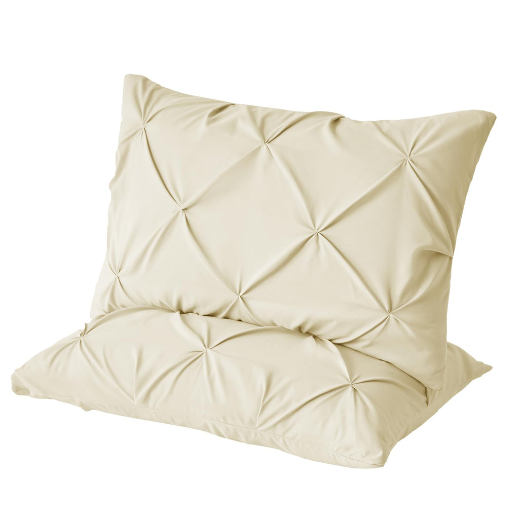 VACVELT Pintuck Pillow Cases Set of 2, Pillow Shams Decorative Pillowcases with Envelope Closure, Pinch Pleated Microfiber Pillowcases, Wrinkle and Stain Resistant
