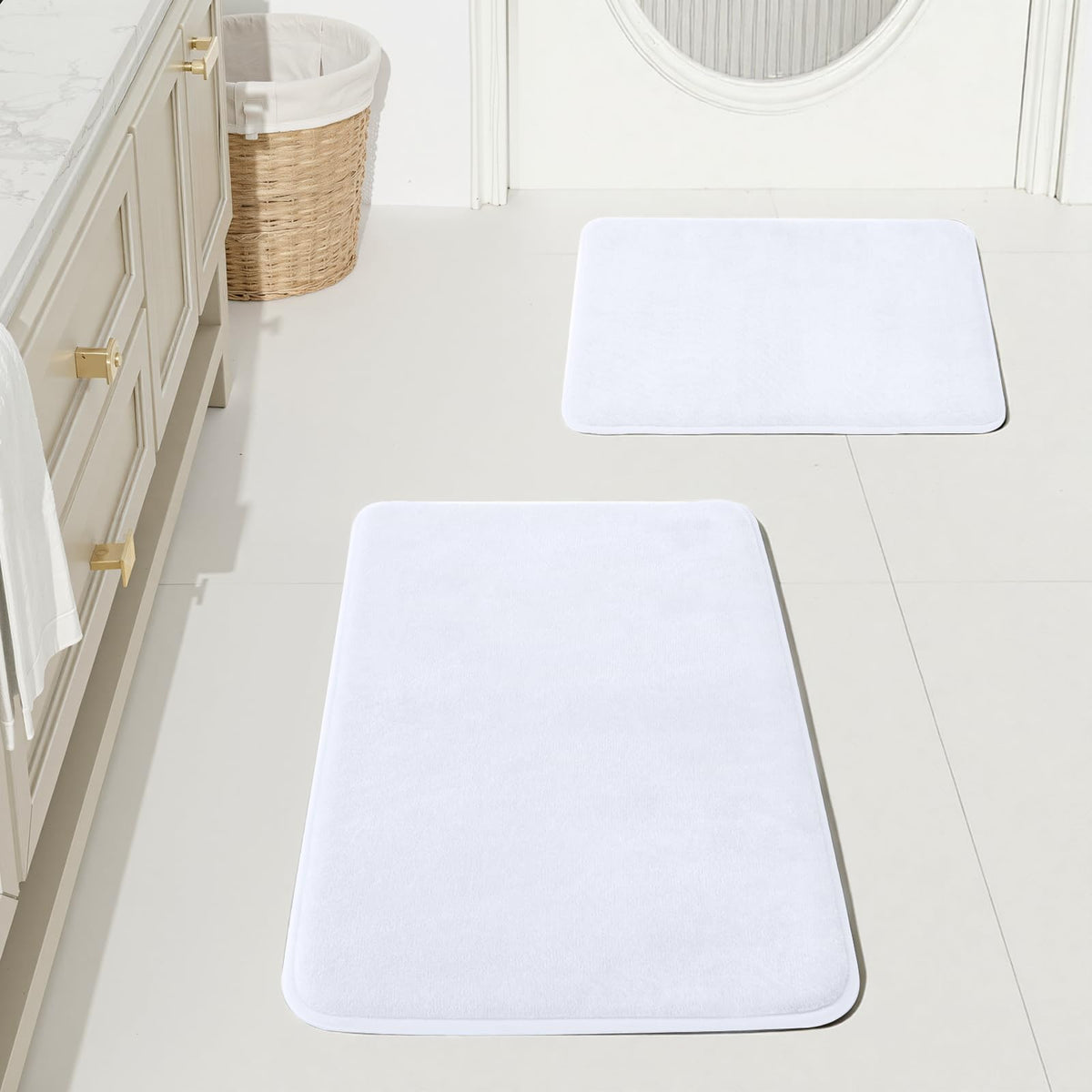 HUXMEYSON 3-Piece Soft Absorbent Non-Slip Bathroom Rug Set