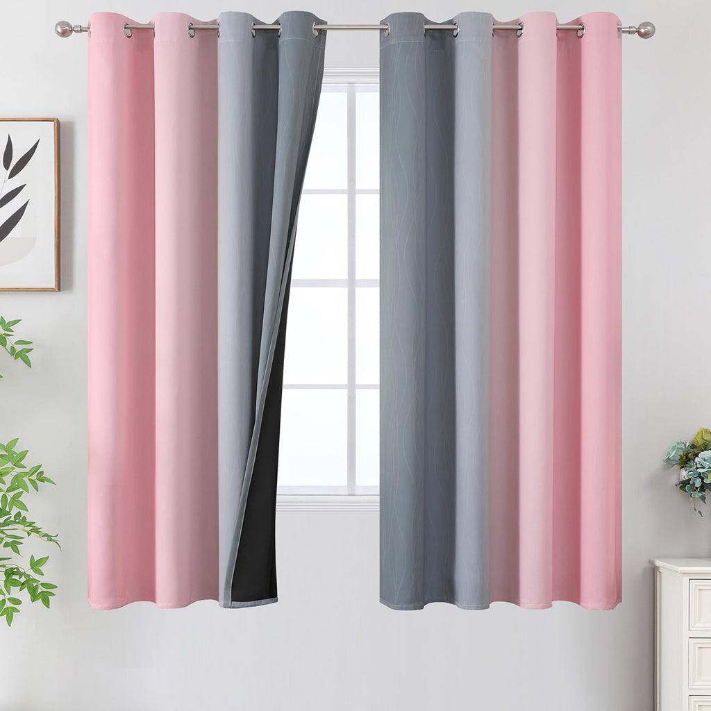 Estelar Textiler Ombre Blackout Curtains for Bedroom 2 Panels Set