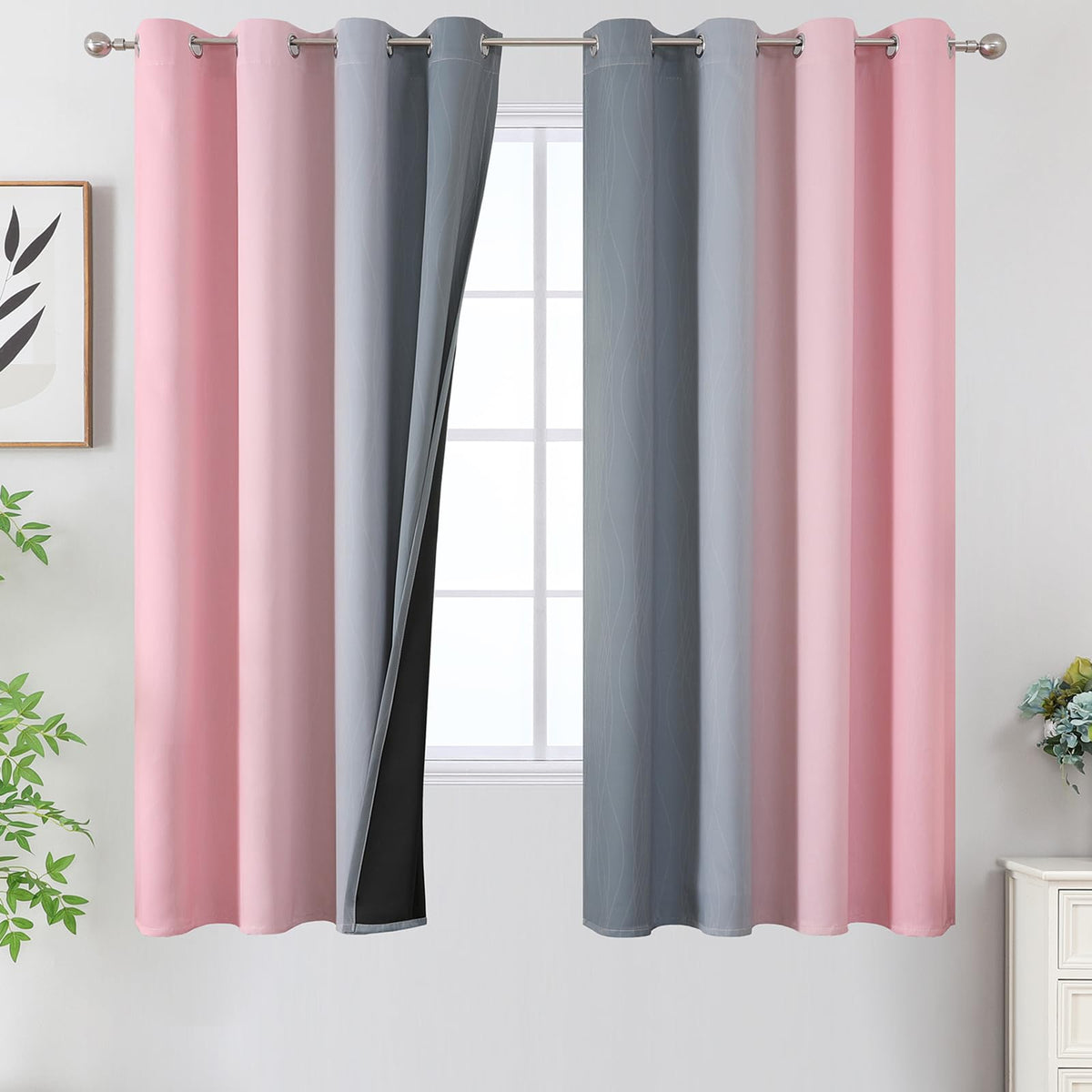 Estelar Textiler Ombre Blackout Curtains for Bedroom 2 Panels Set