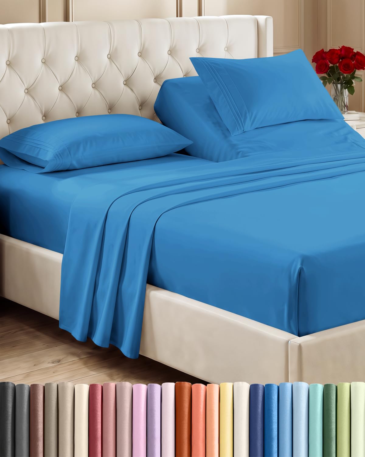 CGK Unlimited 4 Piece Sheet Set - Ultra-Soft, Breathable & Cooling Bed Sheets Set - Hotel Luxury Bedding for Women & Men with Deep Pockets - Wrinkle & Fade Free - Oeko-Tex