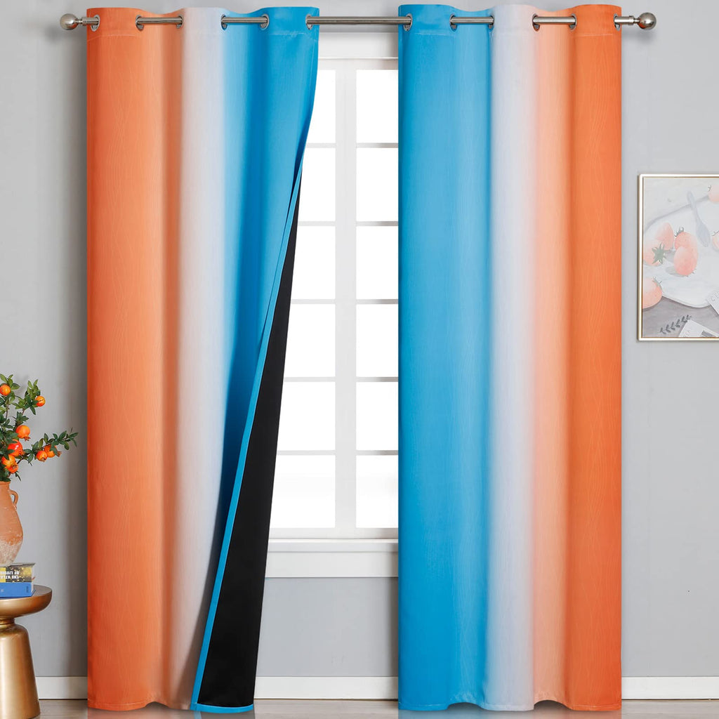 Estelar Textiler Ombre Blackout Curtains for Bedroom 2 Panels Set