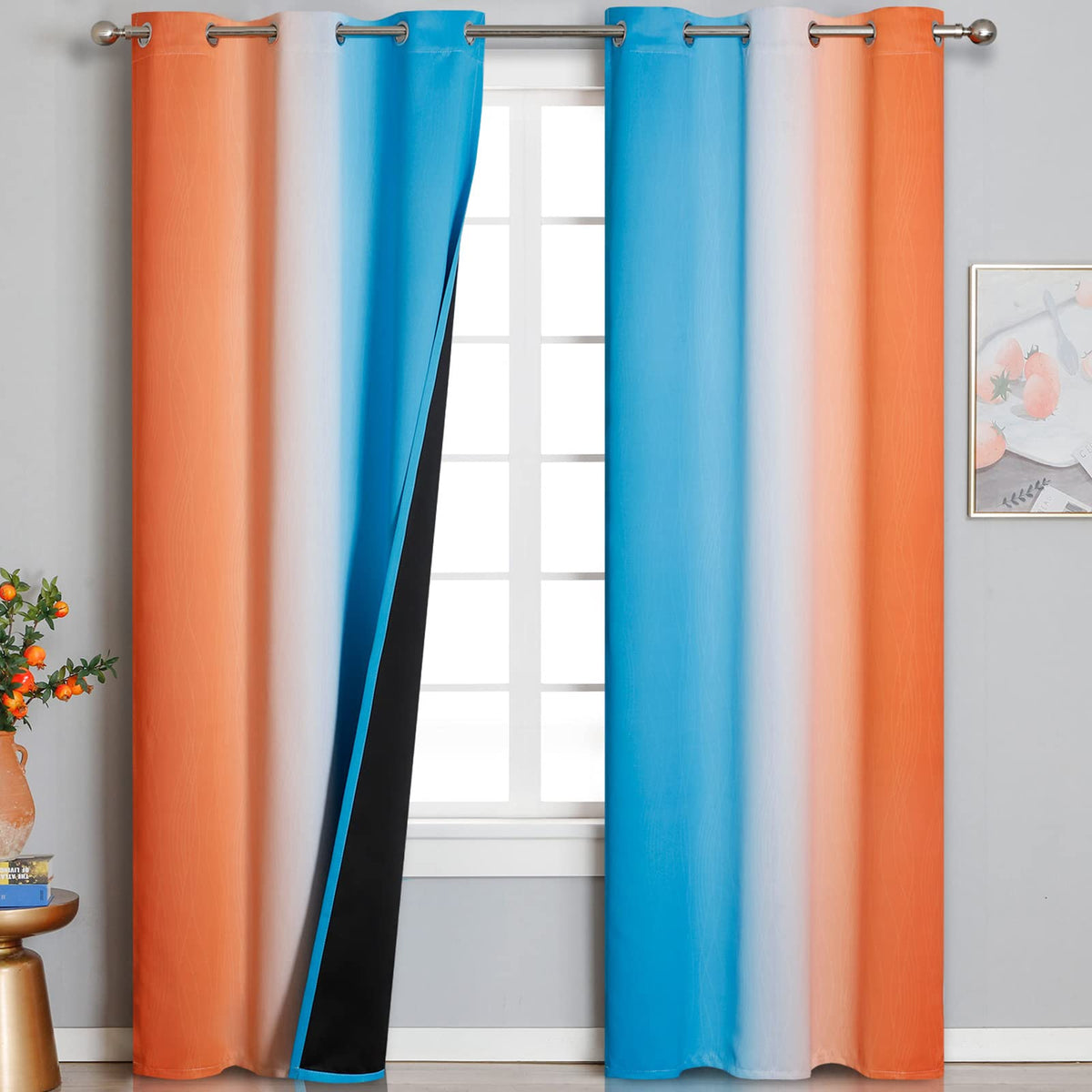 Estelar Textiler Ombre Blackout Curtains for Bedroom 2 Panels Set