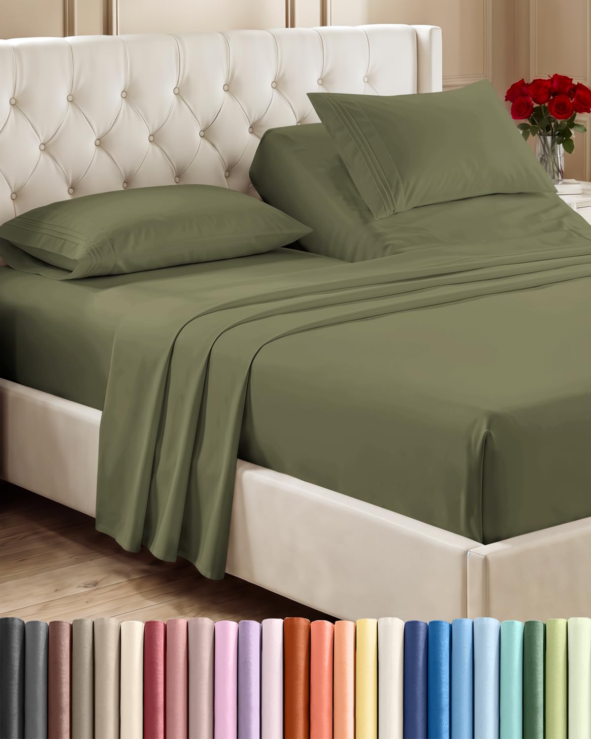 CGK Unlimited 4 Piece Sheet Set - Ultra-Soft, Breathable & Cooling Bed Sheets Set - Hotel Luxury Bedding for Women & Men with Deep Pockets - Wrinkle & Fade Free - Oeko-Tex