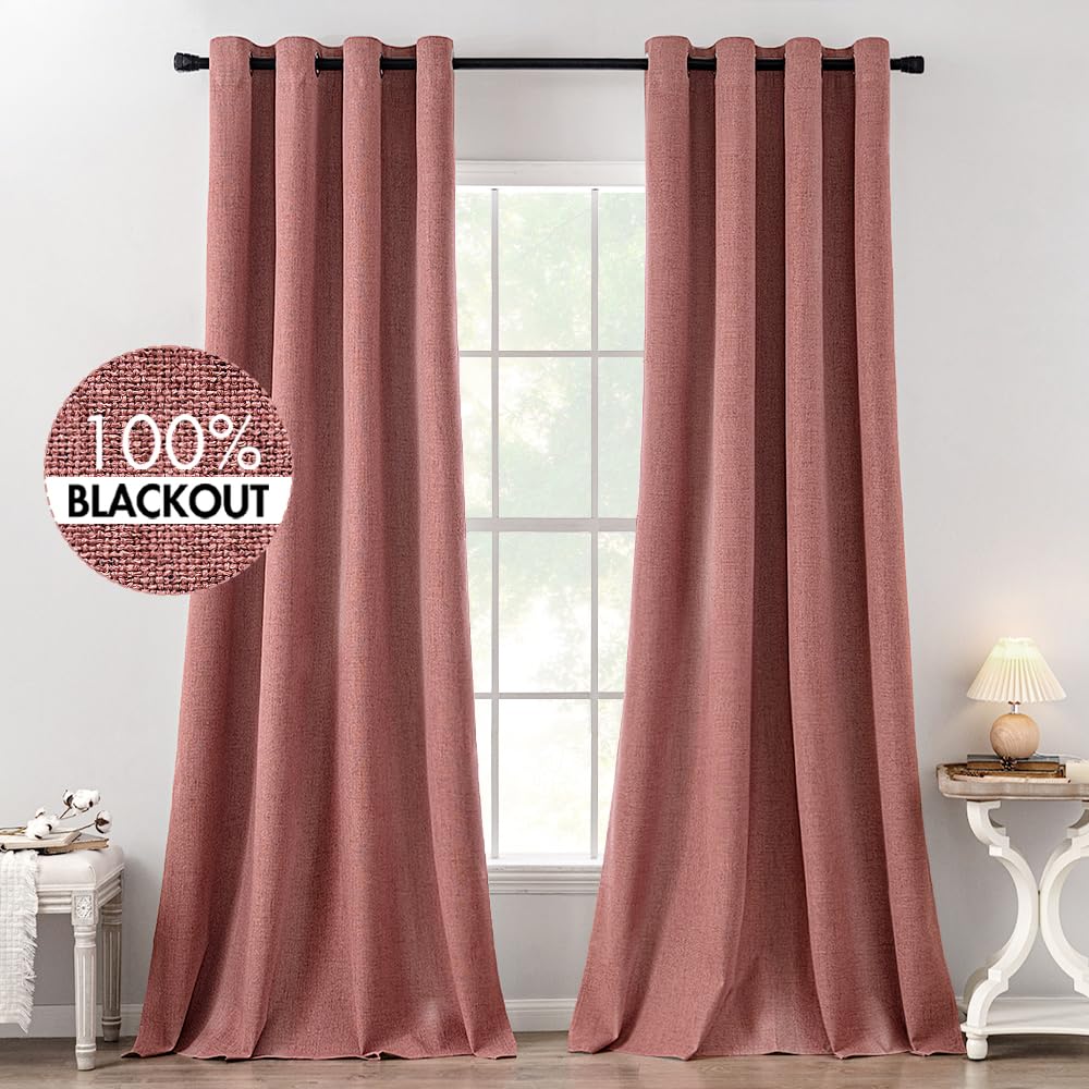 MIULEE Linen-Textured Thermal Insulated Blackout Curtains
