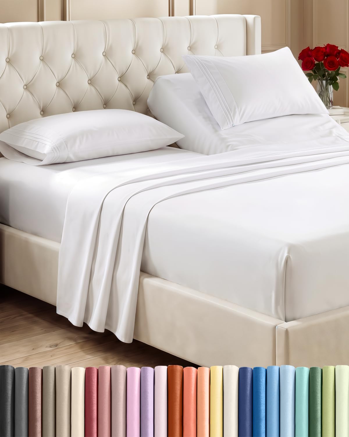 CGK Unlimited 4 Piece Sheet Set - Ultra-Soft, Breathable & Cooling Bed Sheets Set - Hotel Luxury Bedding for Women & Men with Deep Pockets - Wrinkle & Fade Free - Oeko-Tex