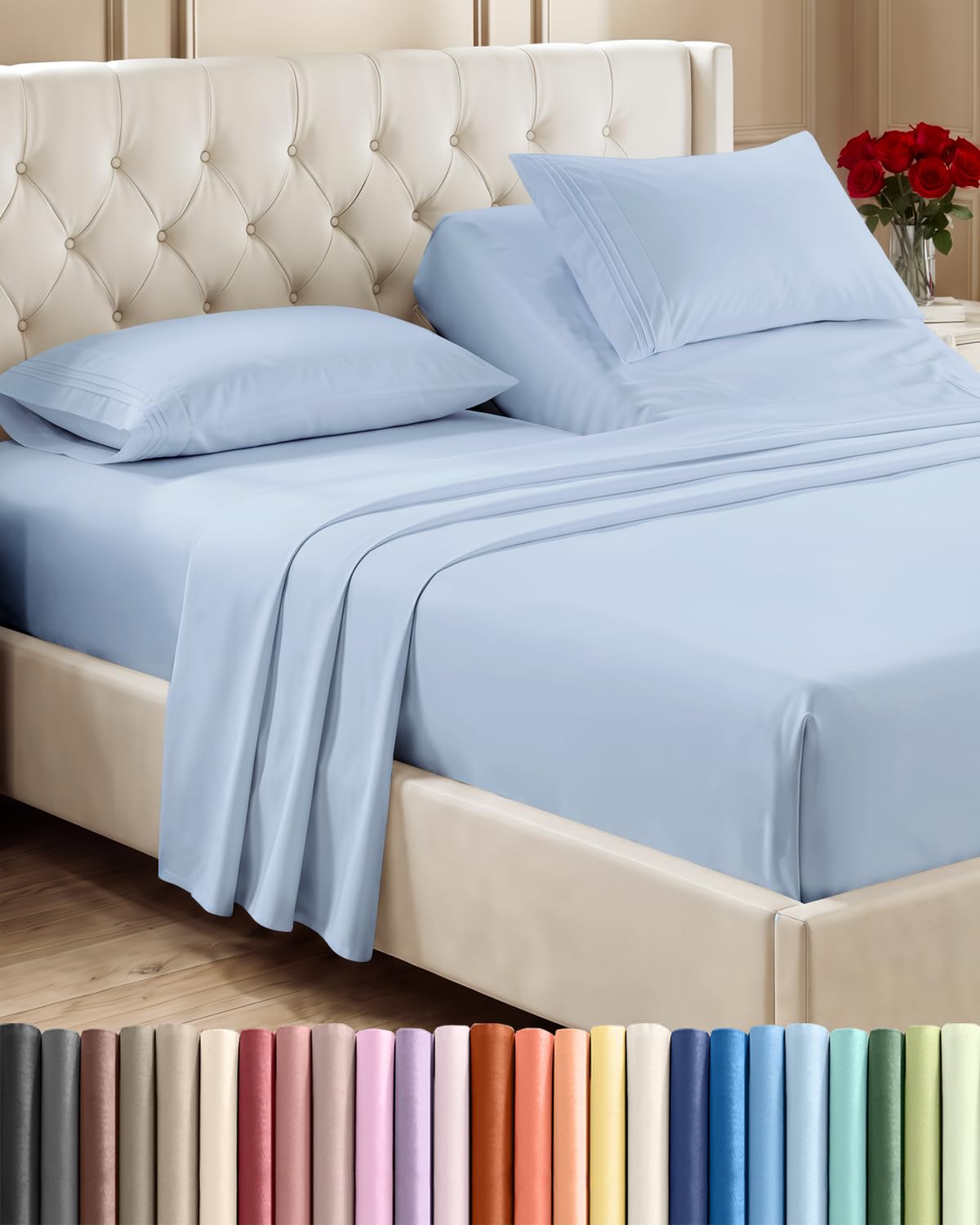 CGK Unlimited 4 Piece Sheet Set - Ultra-Soft, Breathable & Cooling Bed Sheets Set - Hotel Luxury Bedding for Women & Men with Deep Pockets - Wrinkle & Fade Free - Oeko-Tex