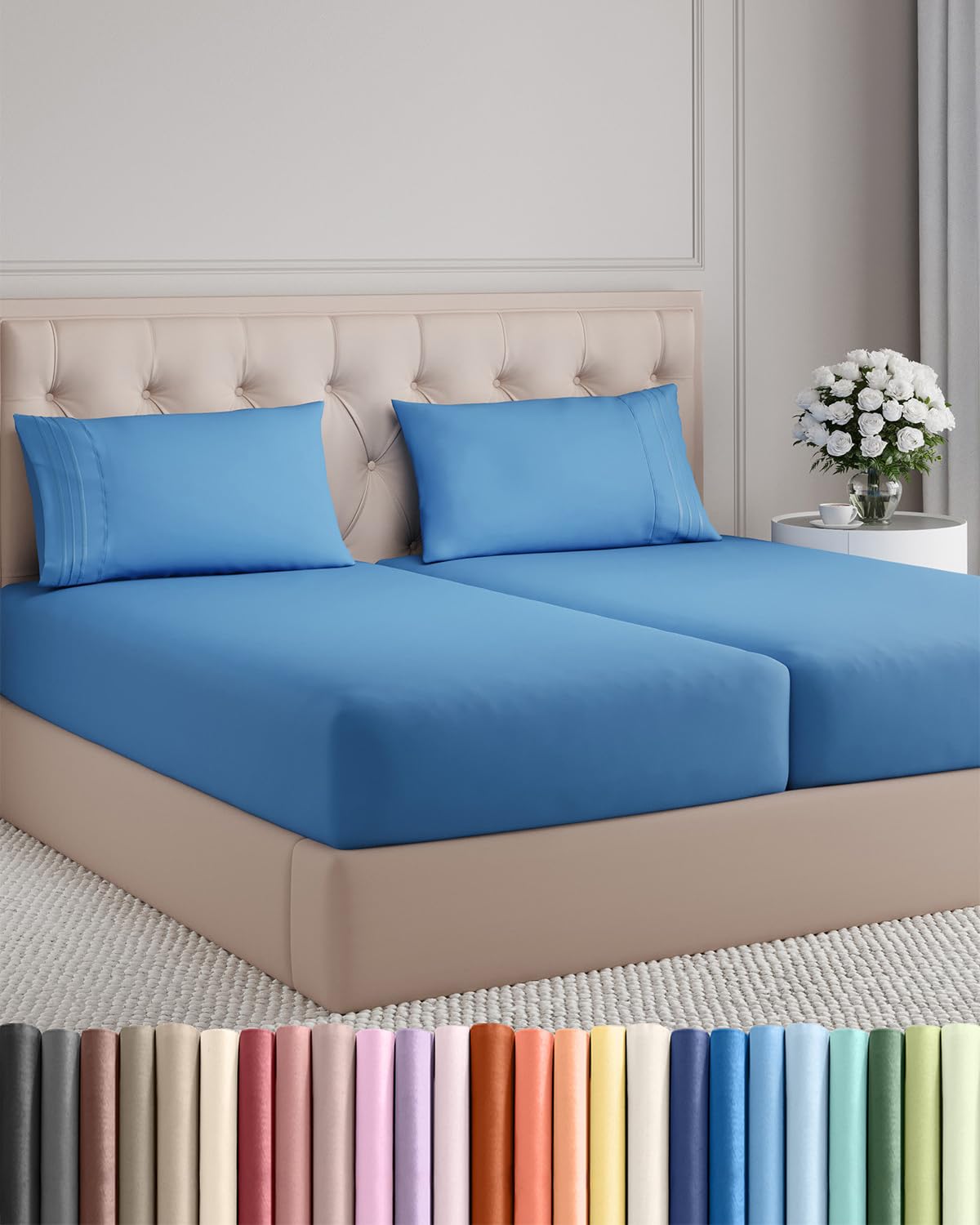 CGK Unlimited 4 Piece Sheet Set - Ultra-Soft, Breathable & Cooling Bed Sheets Set - Hotel Luxury Bedding for Women & Men with Deep Pockets - Wrinkle & Fade Free - Oeko-Tex