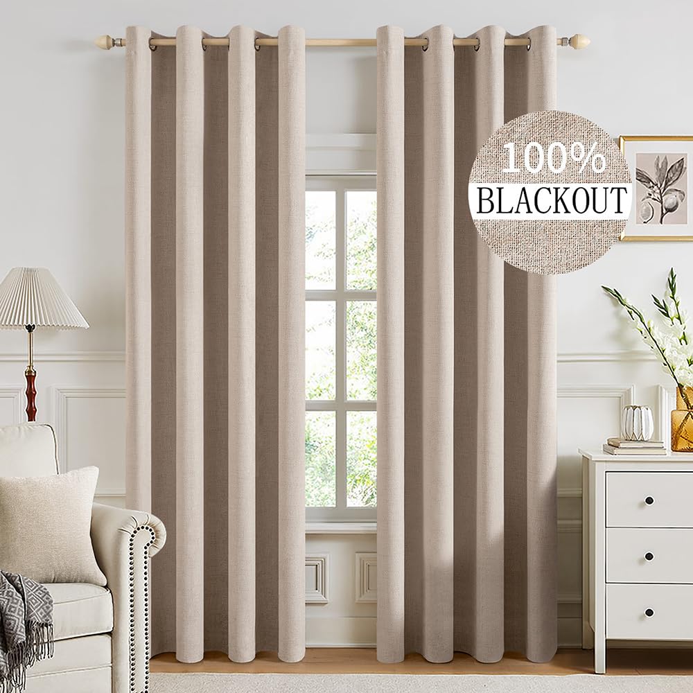 MIULEE Linen-Textured Thermal Insulated Blackout Curtains
