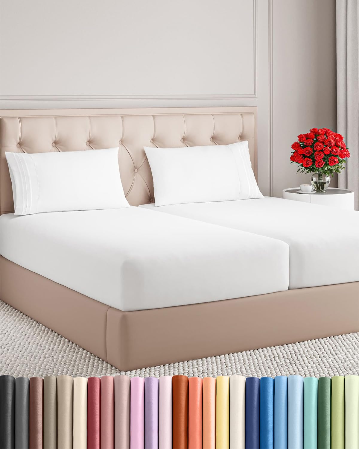 CGK Unlimited 4 Piece Sheet Set - Ultra-Soft, Breathable & Cooling Bed Sheets Set - Hotel Luxury Bedding for Women & Men with Deep Pockets - Wrinkle & Fade Free - Oeko-Tex