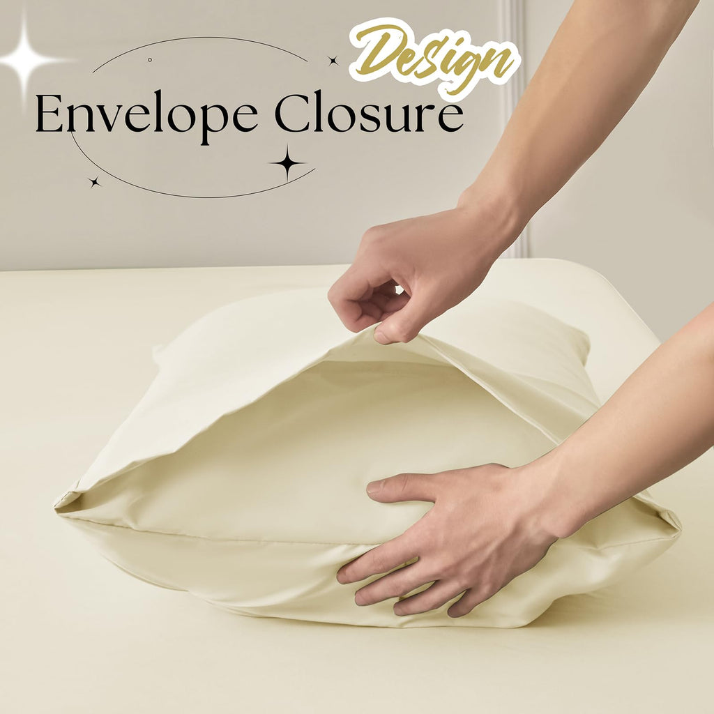 VACVELT Pintuck Pillow Cases Set of 2, Pillow Shams Decorative Pillowcases with Envelope Closure, Pinch Pleated Microfiber Pillowcases, Wrinkle and Stain Resistant