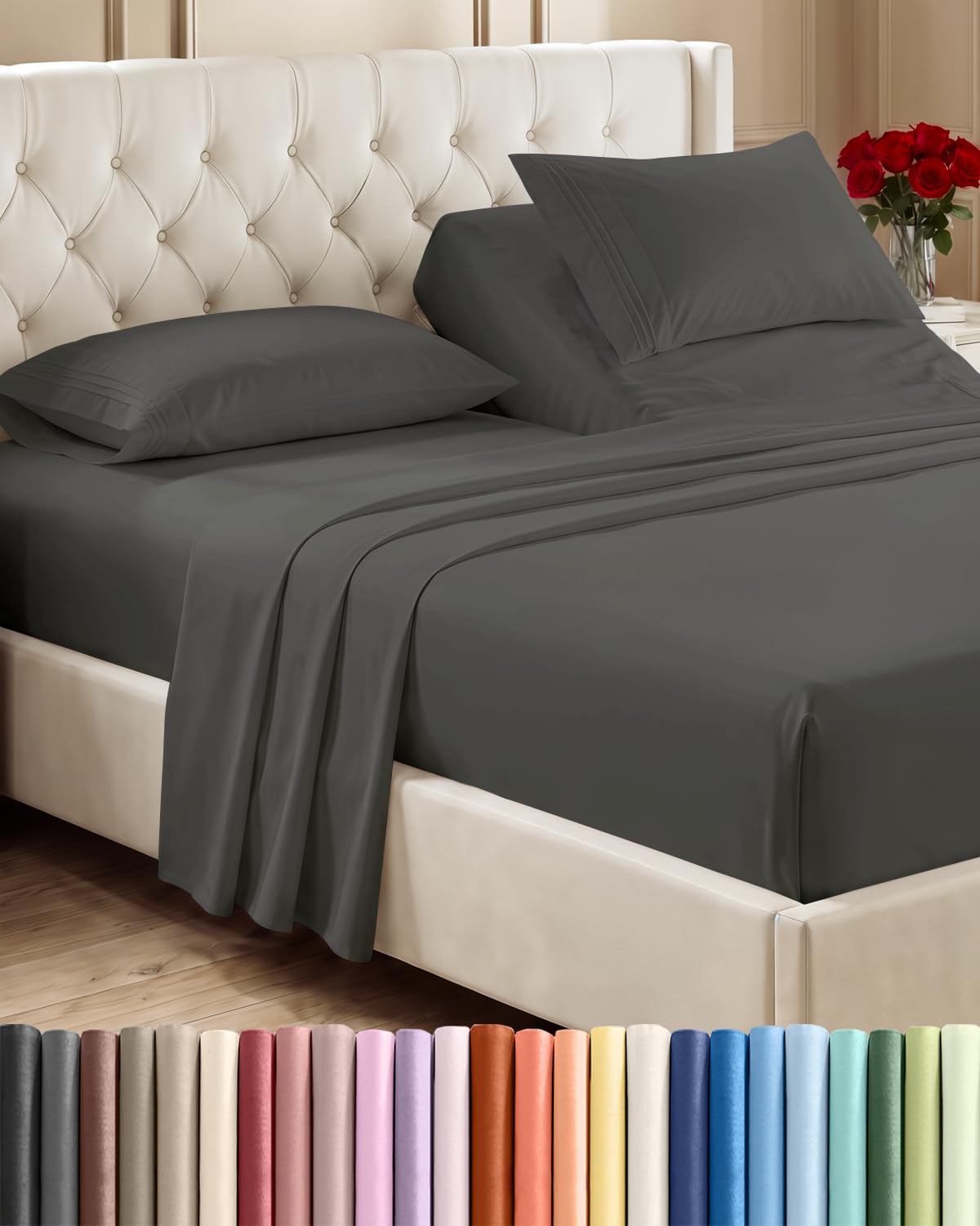 CGK Unlimited 4 Piece Sheet Set - Ultra-Soft, Breathable & Cooling Bed Sheets Set - Hotel Luxury Bedding for Women & Men with Deep Pockets - Wrinkle & Fade Free - Oeko-Tex