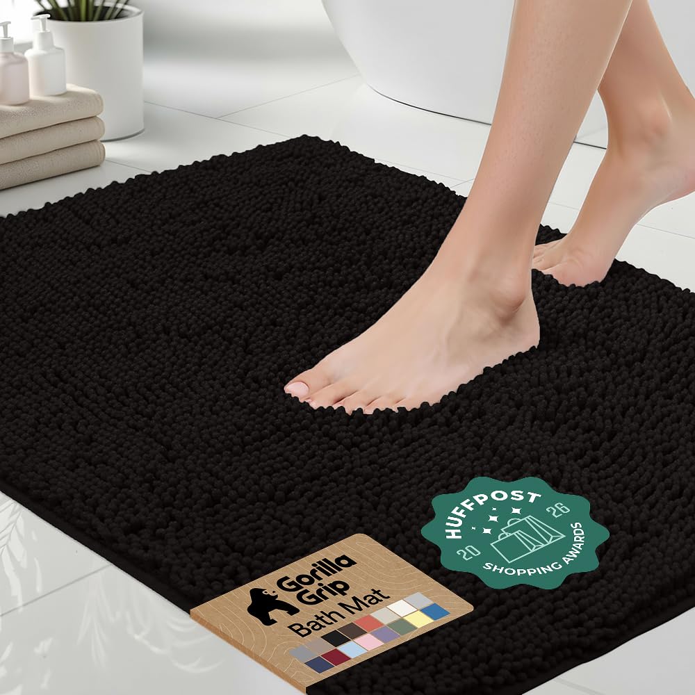 GORILLA GRIP Soft Absorbent Chenille Non-Slip Bath Rug