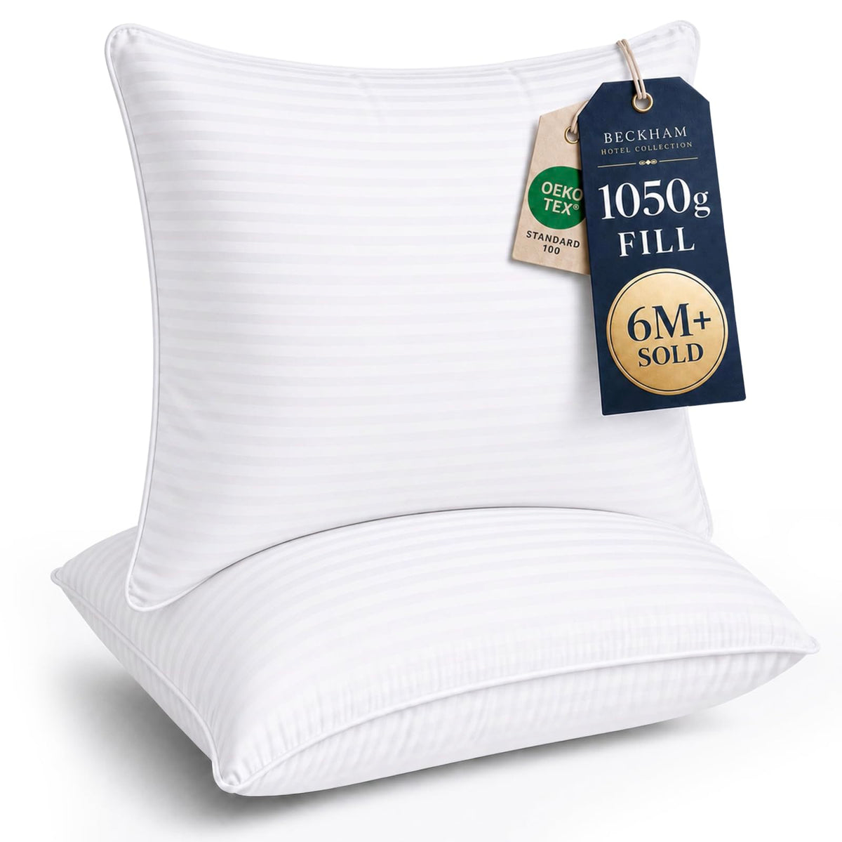 Beckham Hotel Collection Bed Pillows Set of 2 - Down Alternative Bedding Gel Cooling Big Pillow for Back, Stomach or Side Sleepers