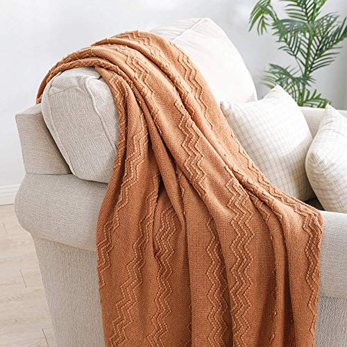 BOURINA Throw Textured Solid Soft Sofa Throw Couch Cover Knitted Decorative Blanket