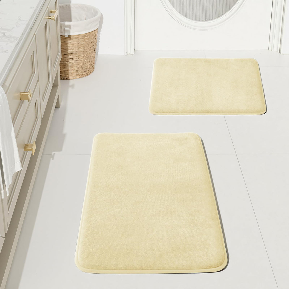 HUXMEYSON 3-Piece Soft Absorbent Non-Slip Bathroom Rug Set