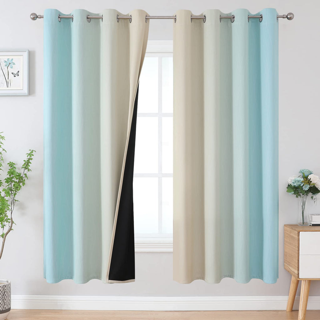 Estelar Textiler Ombre Blackout Curtains for Bedroom 2 Panels Set