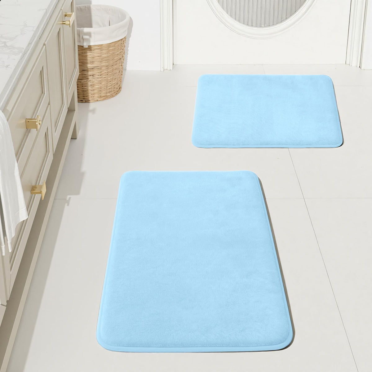 HUXMEYSON 3-Piece Soft Absorbent Non-Slip Bathroom Rug Set