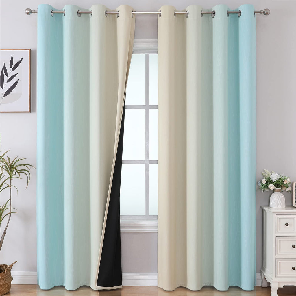 Estelar Textiler Ombre Blackout Curtains for Bedroom 2 Panels Set