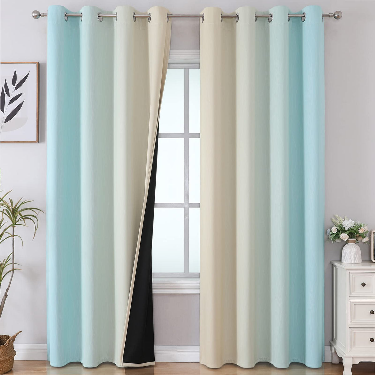 Estelar Textiler Ombre Blackout Curtains for Bedroom 2 Panels Set