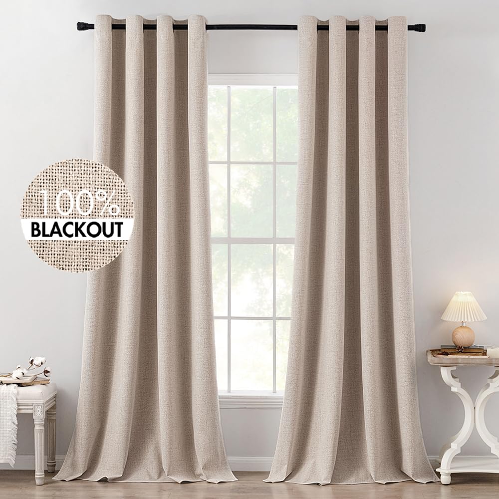 MIULEE Linen-Textured Thermal Insulated Blackout Curtains