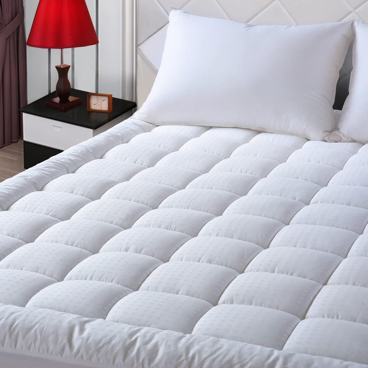 EASELAND Mattress Pad Cover Cotton Top 8-21" Deep Pocket Pillow Top Mattress Topper