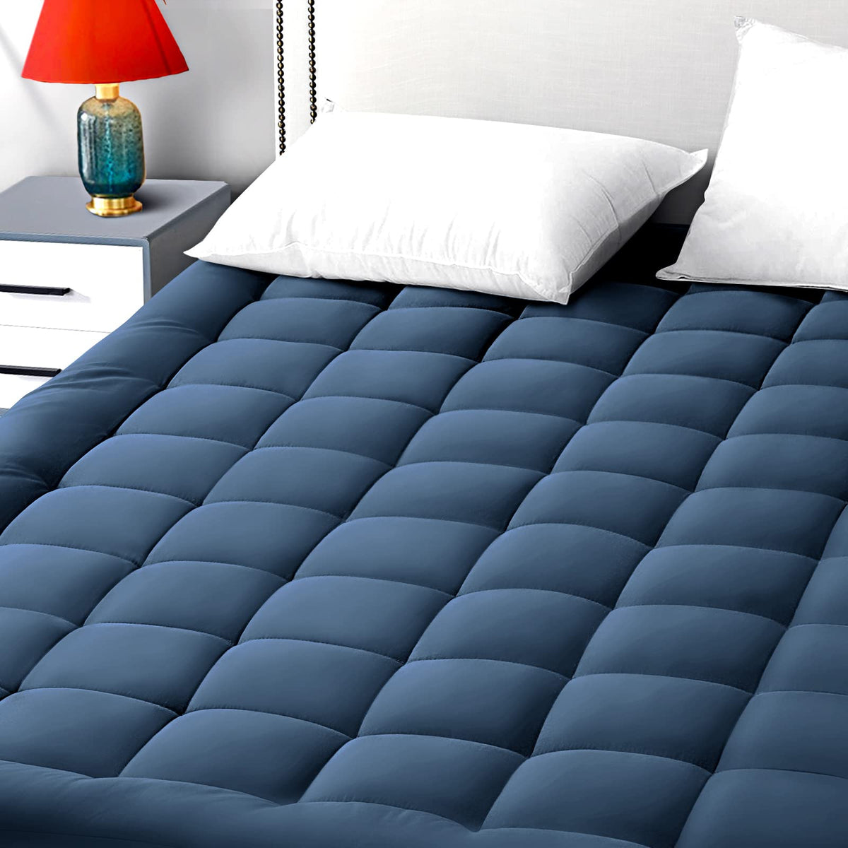 EASELAND Mattress Pad Cover Cotton Top 8-21" Deep Pocket Pillow Top Mattress Topper