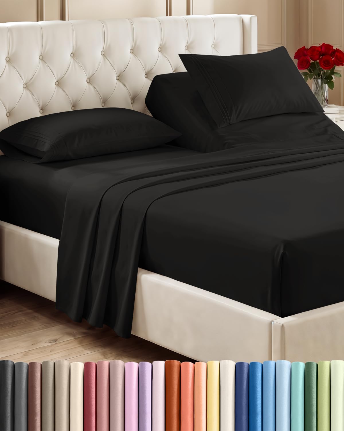 CGK Unlimited 4 Piece Sheet Set - Ultra-Soft, Breathable & Cooling Bed Sheets Set - Hotel Luxury Bedding for Women & Men with Deep Pockets - Wrinkle & Fade Free - Oeko-Tex