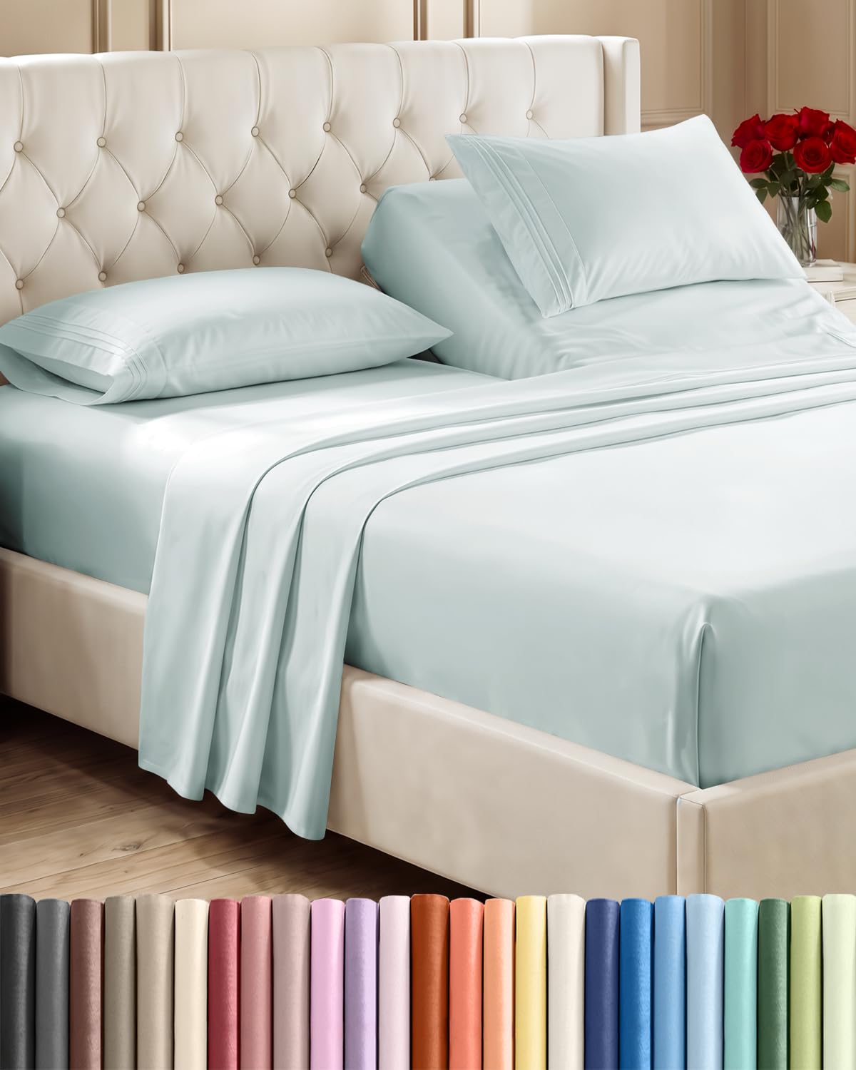 CGK Unlimited 4 Piece Sheet Set - Ultra-Soft, Breathable & Cooling Bed Sheets Set - Hotel Luxury Bedding for Women & Men with Deep Pockets - Wrinkle & Fade Free - Oeko-Tex