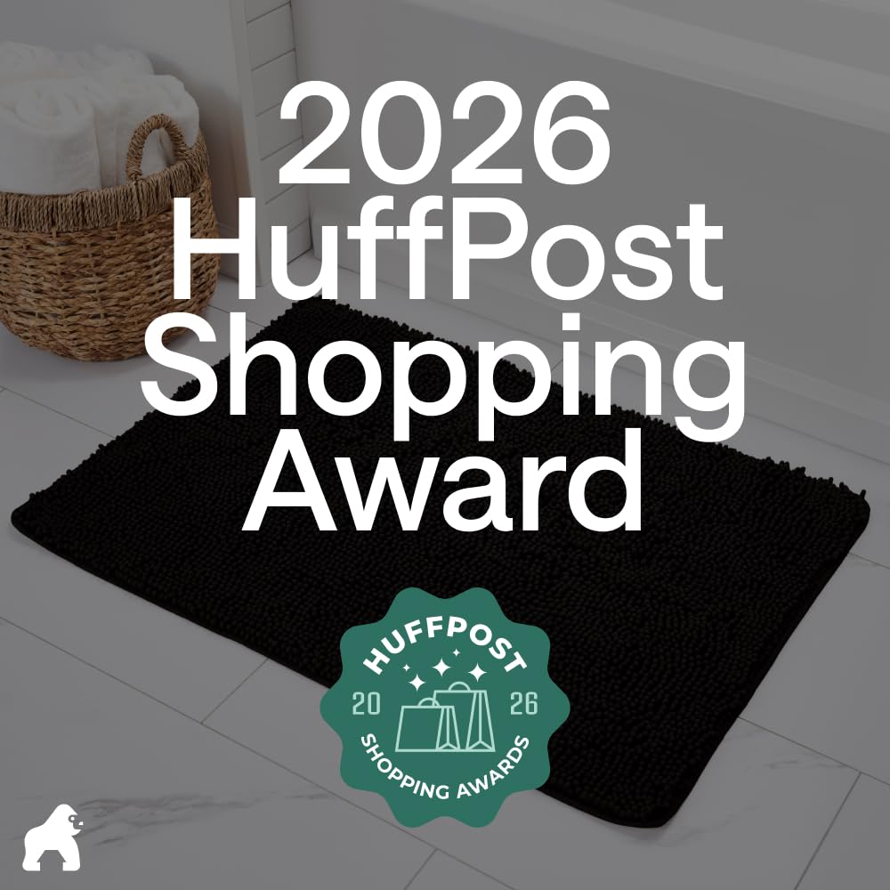 GORILLA GRIP Bath Rug Mat, Thick Soft Absorbent Chenille, Rubber Backing Quick Dry Microfiber Mats, Machine Washable Rugs for Shower Floor, Bathroom Runner Contour Bathmat Accessories Décor
