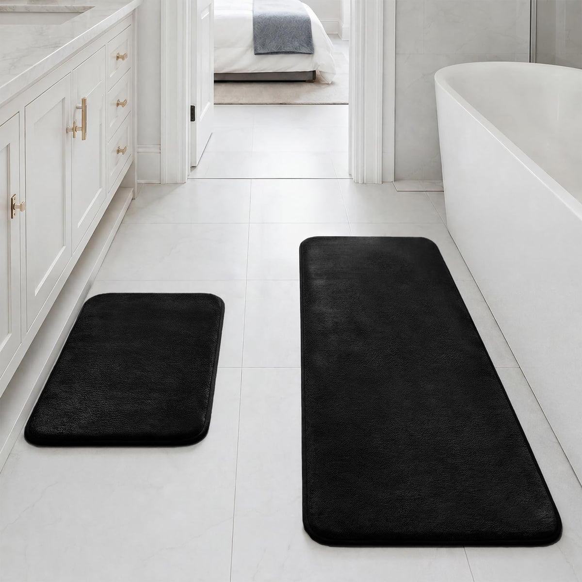 HUXMEYSON 3-Piece Soft Absorbent Non-Slip Bathroom Rug Set