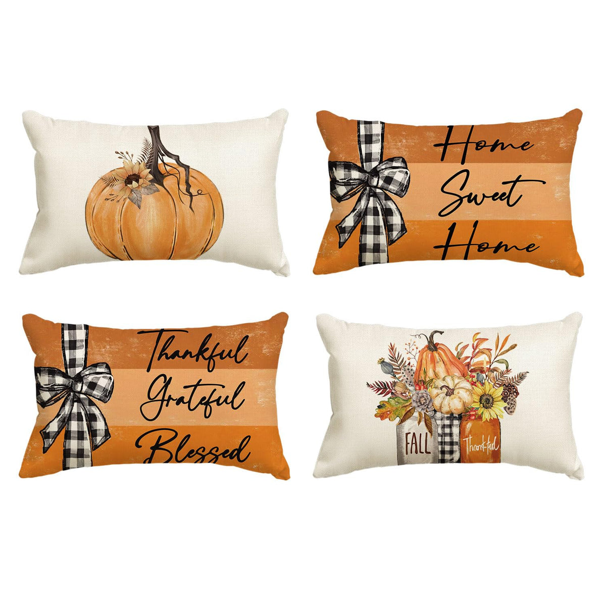 AVOIN Colorlife Set of 4 Fall Pumpkin Pillow Covers