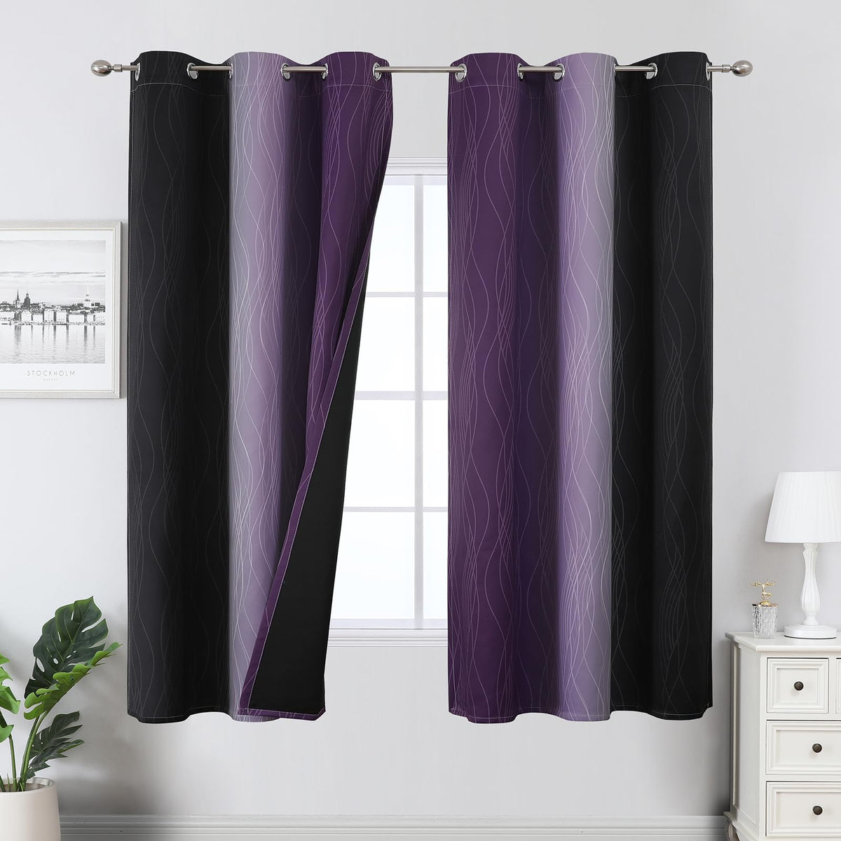 Estelar Textiler Ombre Blackout Curtains for Bedroom 2 Panels Set