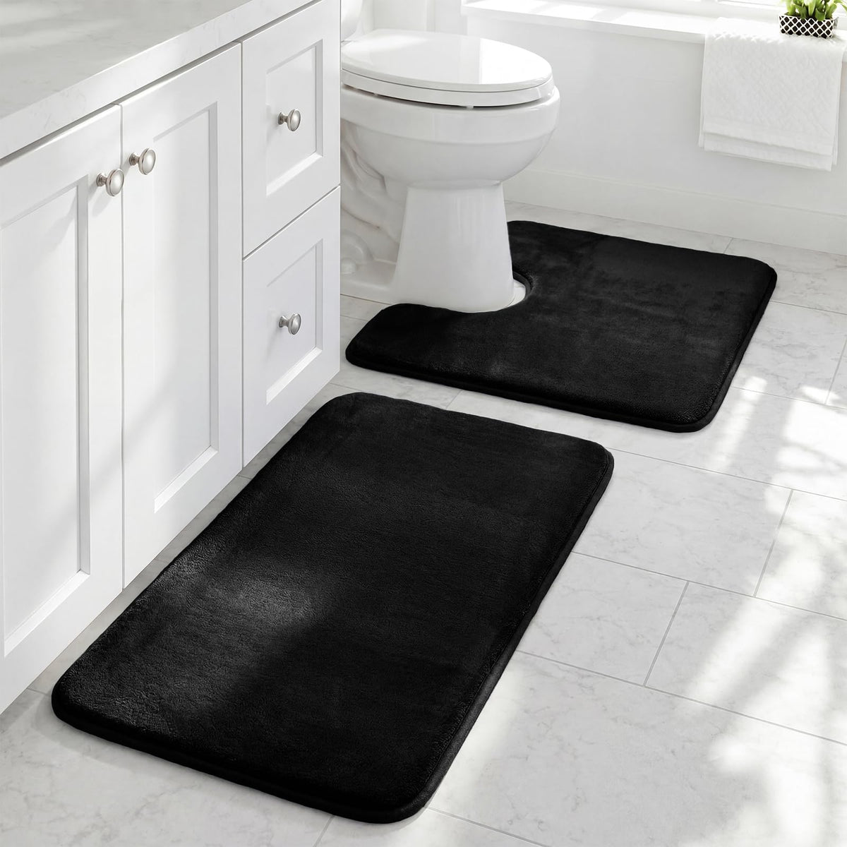 HUXMEYSON 3-Piece Soft Absorbent Non-Slip Bathroom Rug Set