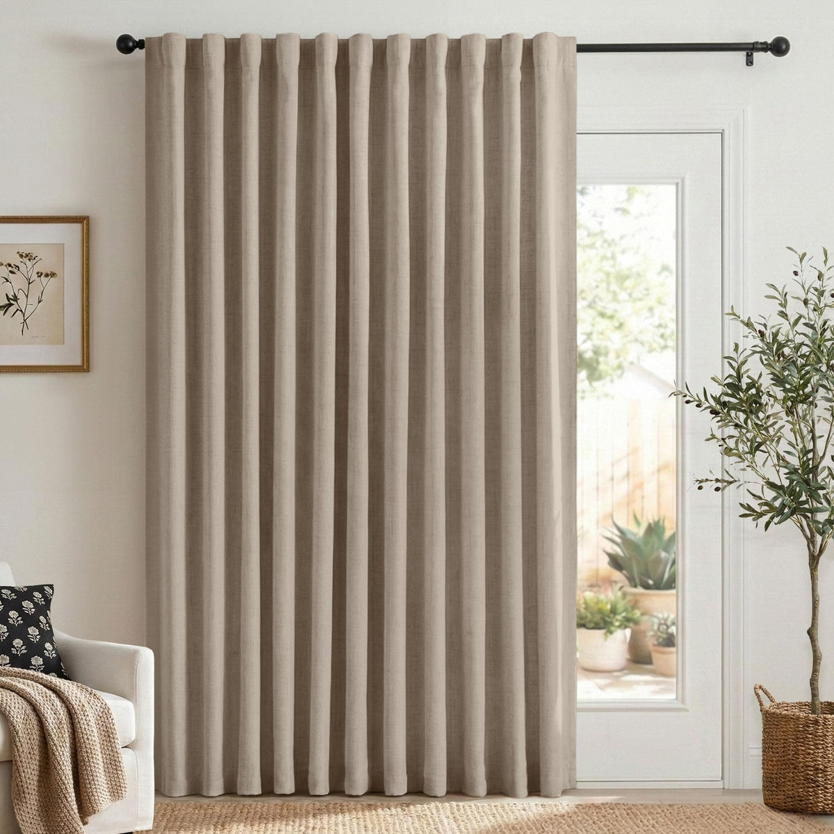 Linen Total Blackout Curtains for Bedroom and Living Room