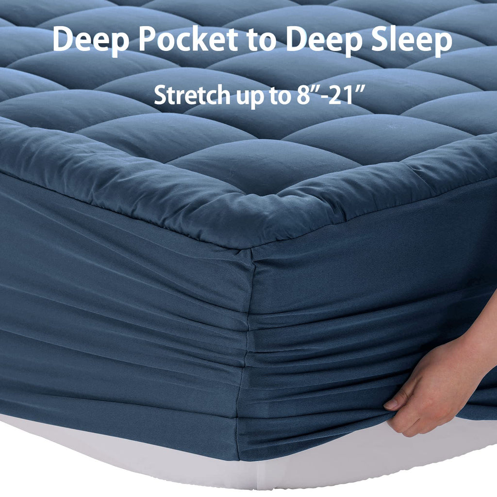 EASELAND Mattress Pad Cover Cotton Top 8-21" Deep Pocket Pillow Top Mattress Topper