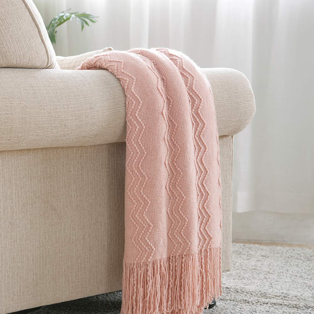 BOURINA Soft Textured Knitted Throw Blanket for Sofa
