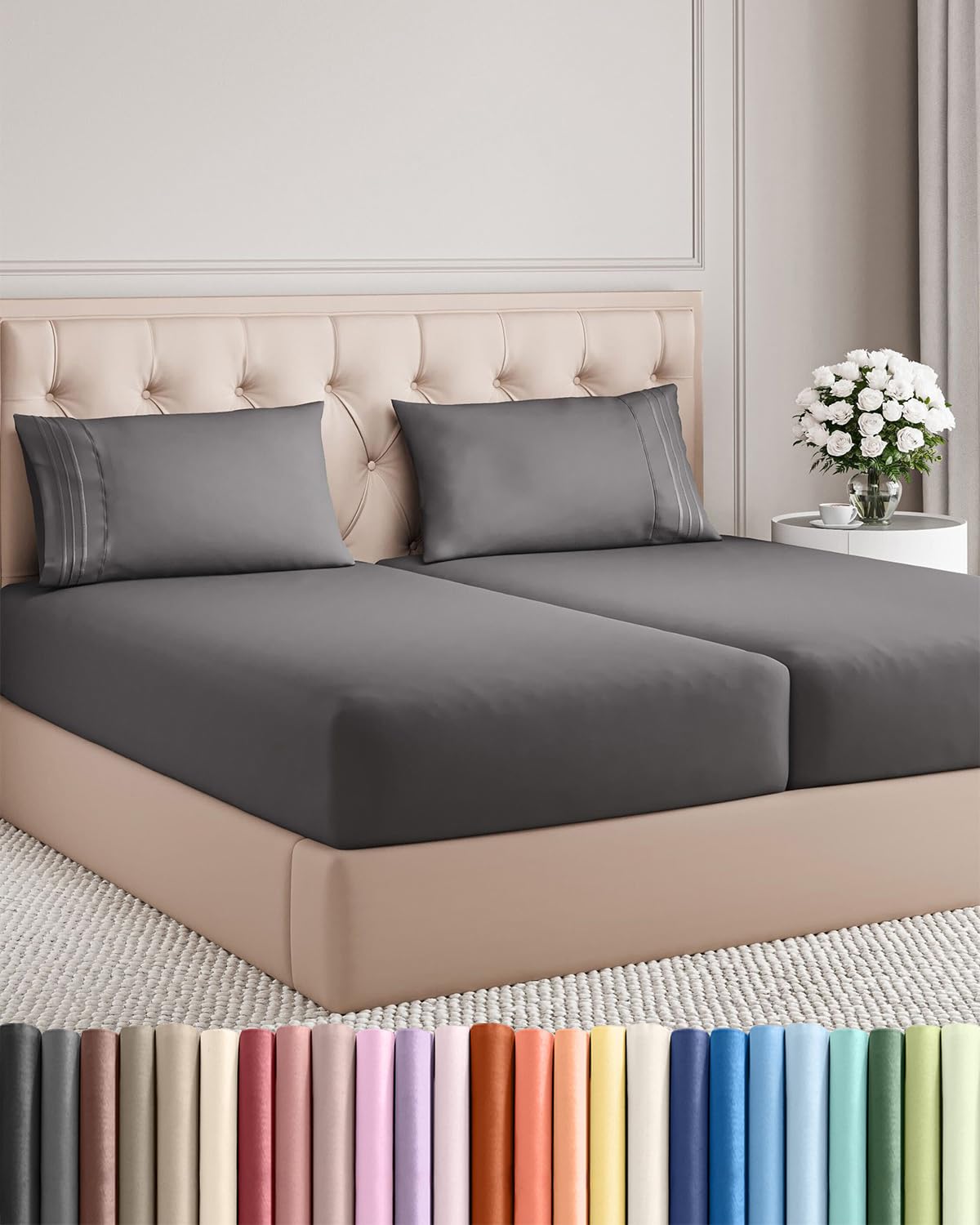 CGK Unlimited 4 Piece Sheet Set - Ultra-Soft, Breathable & Cooling Bed Sheets Set - Hotel Luxury Bedding for Women & Men with Deep Pockets - Wrinkle & Fade Free - Oeko-Tex