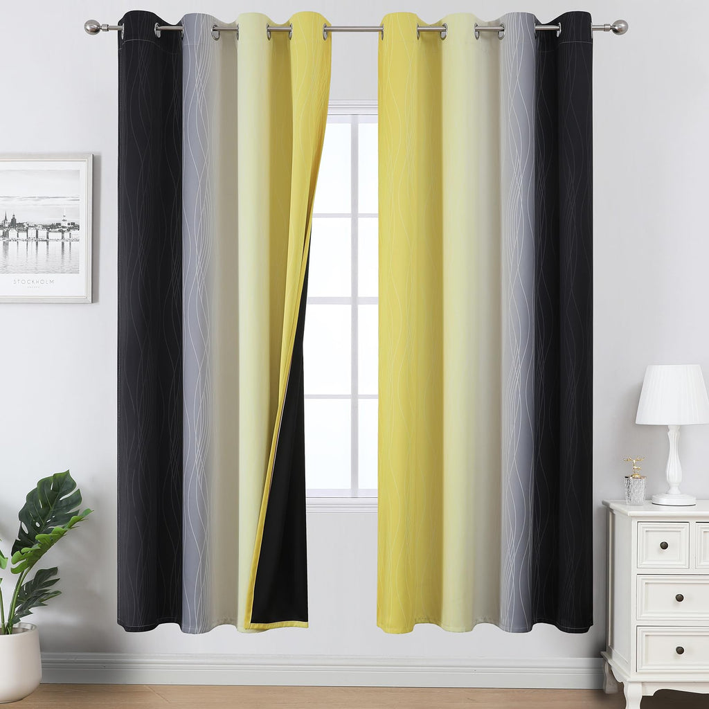 Estelar Textiler Ombre Blackout Curtains for Bedroom 2 Panels Set