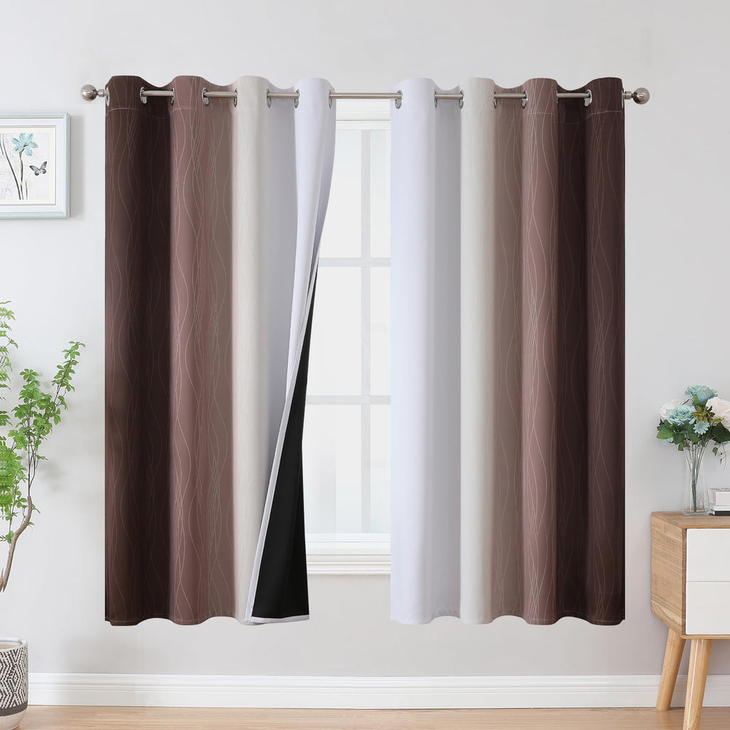Estelar Textiler Ombre Blackout Curtains for Bedroom 2 Panels Set