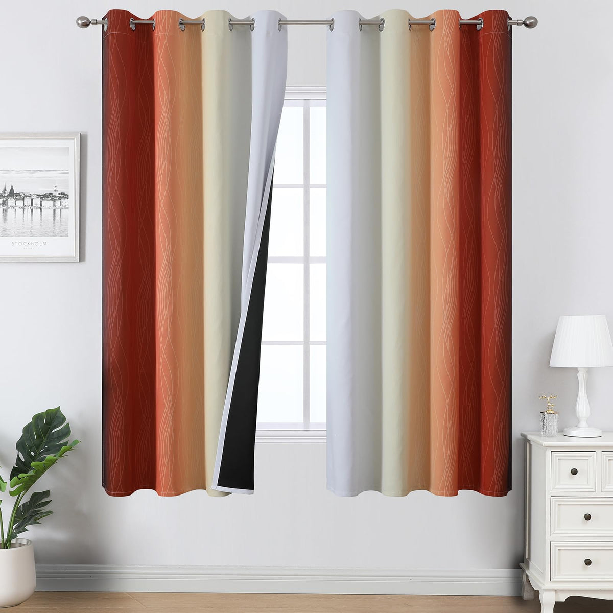 Estelar Textiler Ombre Blackout Curtains for Bedroom 2 Panels Set