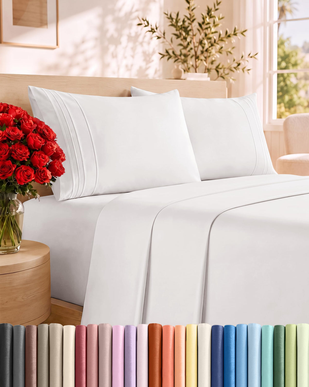 CGK Unlimited 4 Piece Sheet Set - Ultra-Soft, Breathable & Cooling Bed Sheets Set - Hotel Luxury Bedding for Women & Men with Deep Pockets - Wrinkle & Fade Free - Oeko-Tex