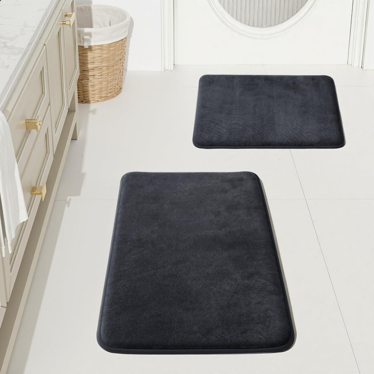 HUXMEYSON 3-Piece Soft Absorbent Non-Slip Bathroom Rug Set