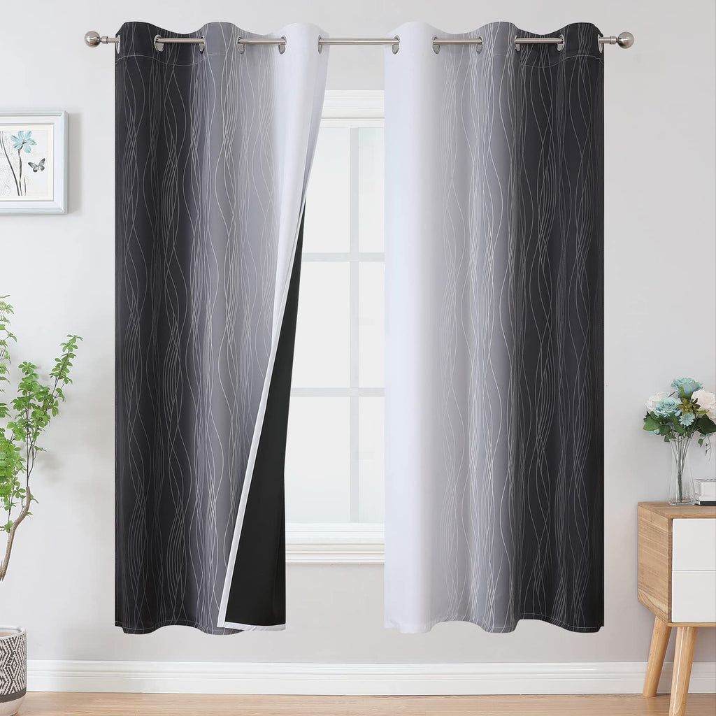 Estelar Textiler Ombre Blackout Curtains for Bedroom 2 Panels Set