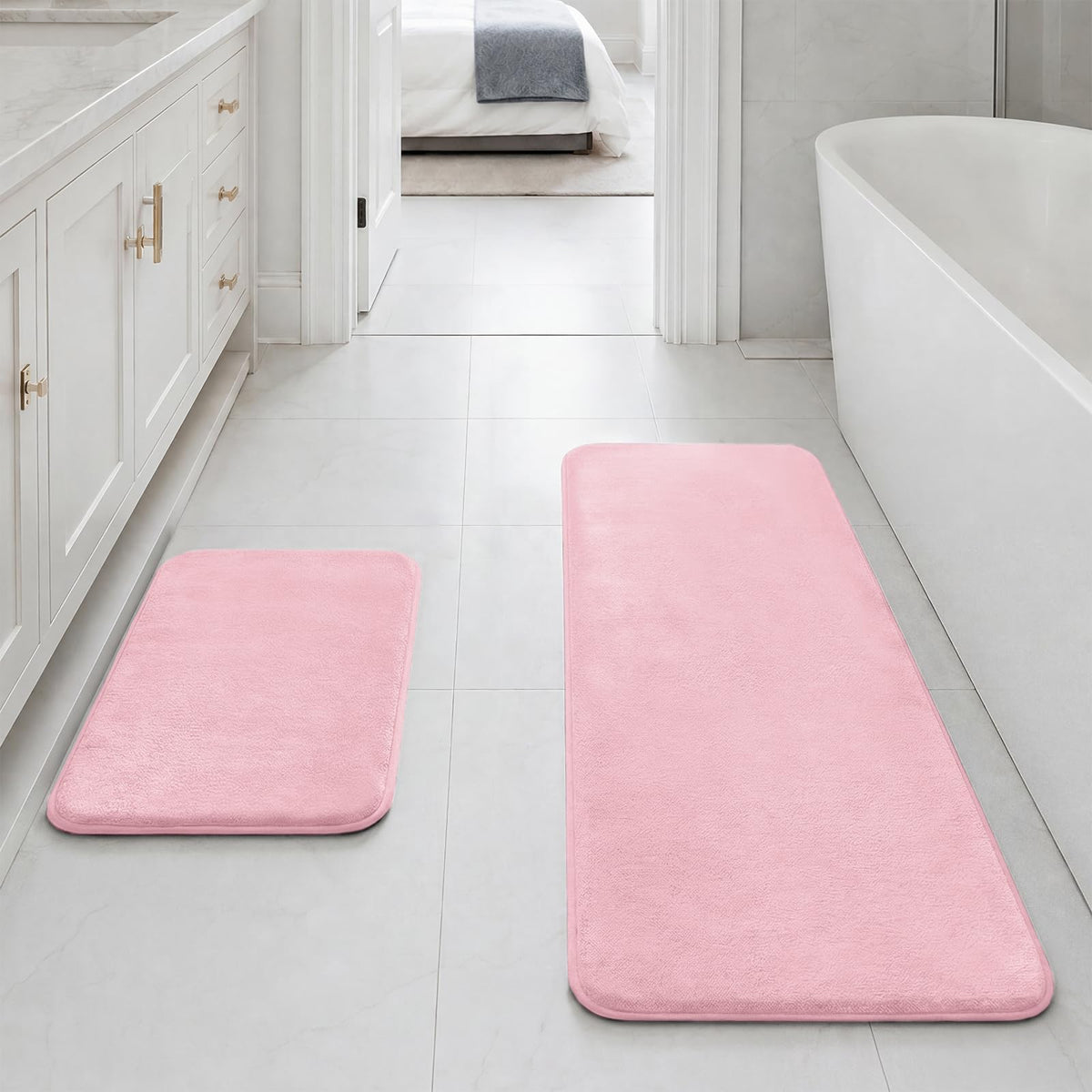 HUXMEYSON 3-Piece Soft Absorbent Non-Slip Bathroom Rug Set