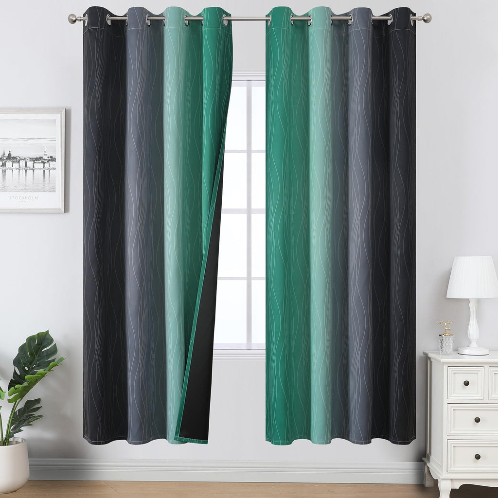 Estelar Textiler Ombre Blackout Curtains for Bedroom 2 Panels Set